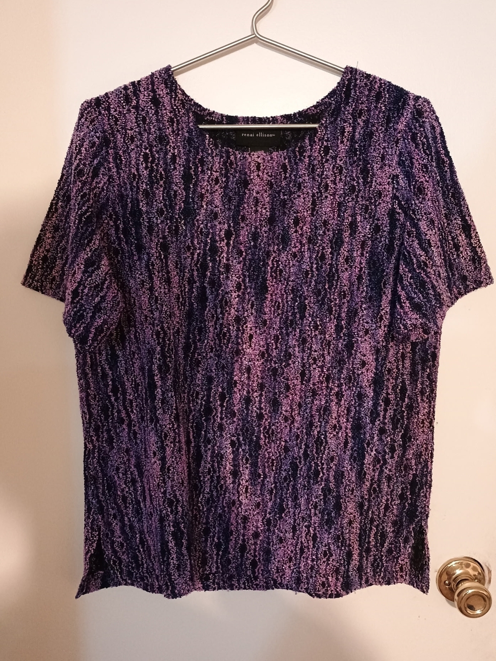 Purple Textured Short Sleeve Crewneck Tee